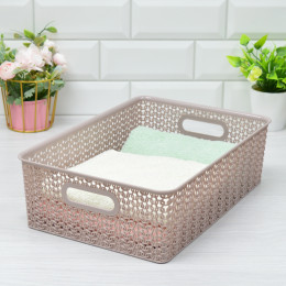 Корзина 7,5л с крышкой "Вязь" розовый нюд