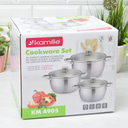 Набор кастрюль 3 предмета 1,5л, 2л, 3л нерж, полые ручки