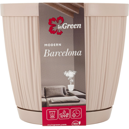 Горшок для цветов InGreen BARCELONA 1,8л, D155мм молочный шоколад IG623010047