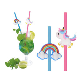 Трубочки для коктейля "Радужные единорожки" 4шт