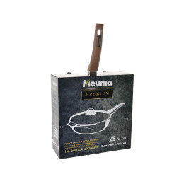 Сковорода 28см Premium mokko с несъемной ручкой и стеклянной крышкой