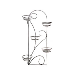 Подставка для цветов "Узорная" настенная на 5 горшков серебро