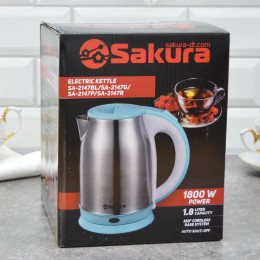 Чайник электрический 1,8л нержавеющая сталь с зеленым SA-2147G