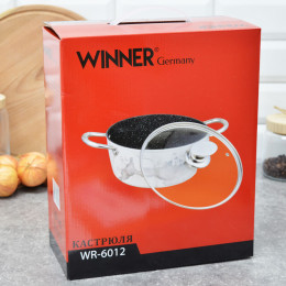 Кастрюля 4,04л с мраморным антипригарным покрытием Antique grey WR-6012