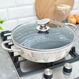 Сотейник 28см с мраморным антипригарным покрытием Antique grey WR-6015