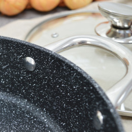 Сотейник 28см с мраморным антипригарным покрытием Antique grey WR-6015