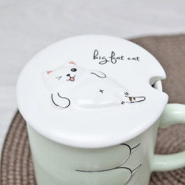 Кружка 430мл Big fat cat с крышкой и ложкой салатовая