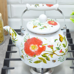 Чайник 2,5л эмаль без свистка "Дикая роза" тм Appetite