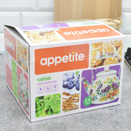 Чайник 2,5л эмаль без свистка "Дикая роза" тм Appetite