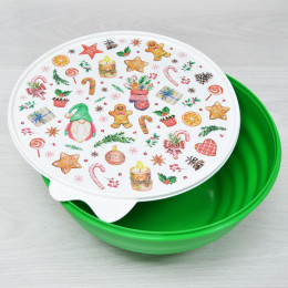 Миска 3,7л с крышкой с декором микс 1