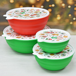 Миска 3,7л с крышкой с декором микс 1
