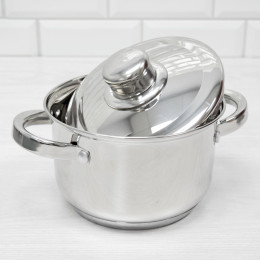 Кастрюля 2л нержавеющая сталь с мерной шкалой, тройное дно