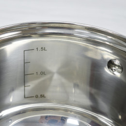 Кастрюля 2л нержавеющая сталь с мерной шкалой, тройное дно