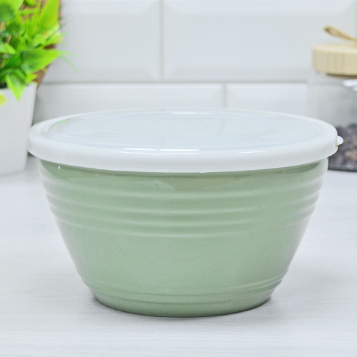 Миска 1,5л с крышкой, цвет микс