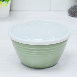 Миска 1,5л с крышкой, цвет микс