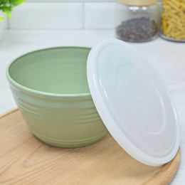 Миска 1,5л с крышкой, цвет микс