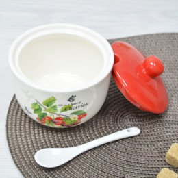 Сахарница 520мл с ложкой "Вишня"