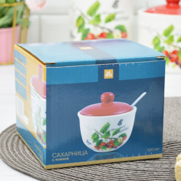 Сахарница 520мл с ложкой "Вишня"