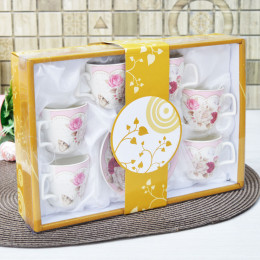 Кофейный набор 12 предметов 100мл "Роуз" форма квадратная