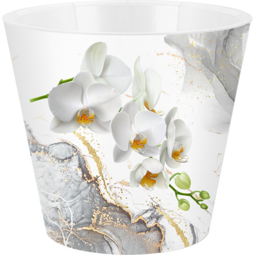 Горшок для цветов InGreen London Orchid Deco белая орхидея D160 мм 1,6л с дренажной вставкой IG619610519