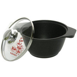 Кастрюля 1л литая со стеклянной крышкой