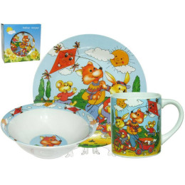 Набор детской посуды 3 предмета "Веселые зверята"
