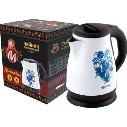 Чайник электрический 1,7л МАТРЁНА MA-003 стальной белый гжель