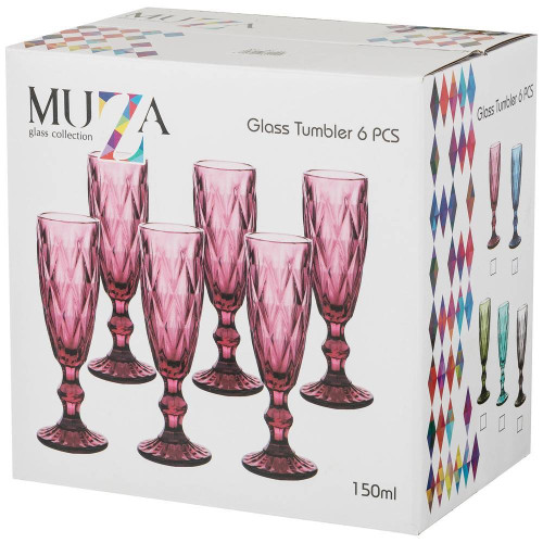 Набор бокалов для шампанского 6шт 150мл Ромбо, серия Muza color розовый