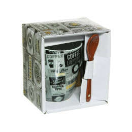 Кружка бочка 340мл с ложкой Кофе-Coffee