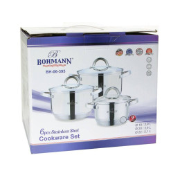 Набор кастрюль 3 предмета 2,9л, 3,9л, 5,1л 9-ти шаговое дно 06-395