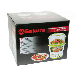 Пароварка 5л 2-х ярусная 500Вт бело-зеленая