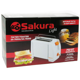 Тостер 750Вт подогрев 7 степеней прожарки нержавеющая сталь бело-оранжевый