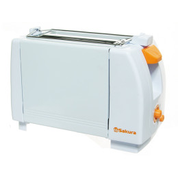 Тостер 750Вт подогрев 7 степеней прожарки нержавеющая сталь бело-оранжевый