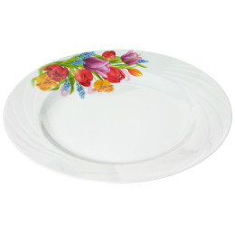 Тарелка 240мм мелкая форма Голубка Майский букет