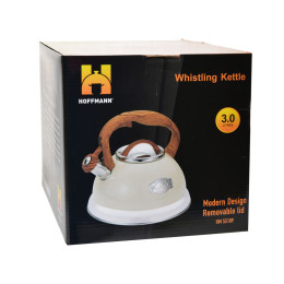 Чайник 3л со свистком, бежевый коричневая ручка НМ 55189