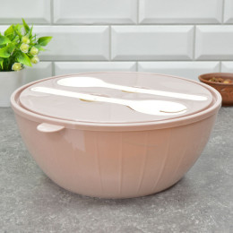 Набор салатников 5шт 4*0,6л, 1*5л с приборами Sugar&Spice Vanilla латте