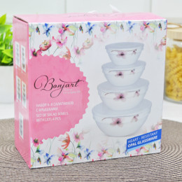 Набор салатников с крышками 4 предмета "Клубника"