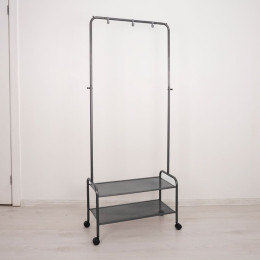 Вешалка гардеробная "Валенсия 22М" с двумя полками, на колёсах, графит
