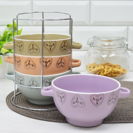 Набор бульонниц 4 предмета на подставке 4056-4MS