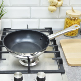 Сковорода 20см Общепит нержавеющая сталь ТРС 3,5мм, индукция, покрытие Xylan