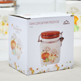 Банка для сыпучих 670мл с клипсой "Тыква"