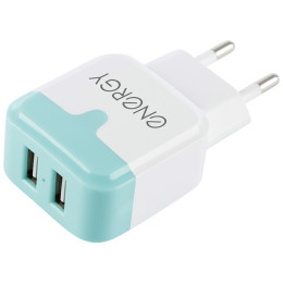 Зарядное устройство сетевое Energy ET-33, 2 USB разъёма, 2,1А белый