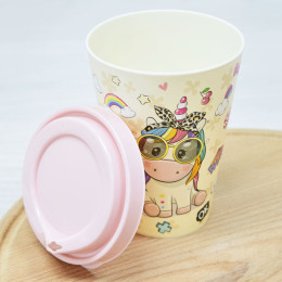 Стакан 420мл с крышкой с декором микс 1