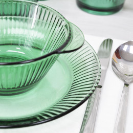 Столовый набор 6 предметов из зеленого стекла 27029