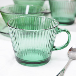 Столовый набор 6 предметов из зеленого стекла 27029