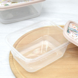 Комплект контейнеров для продуктов 3шт 0,5л; 0,85л; 1,5л, прямоугольные с декором бежевый