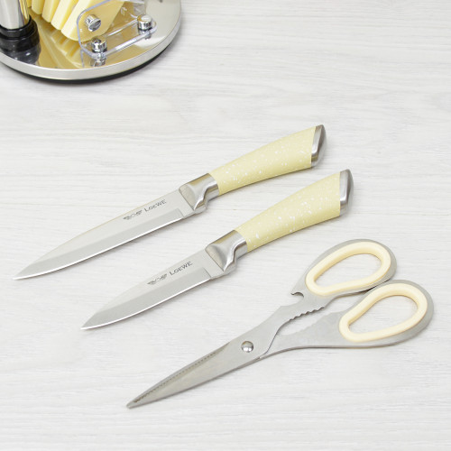 Набор ножей на подставке 8 предметов "Loewe" кремовый