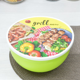 Миска 2л с крышкой "Grill menu" салатовый