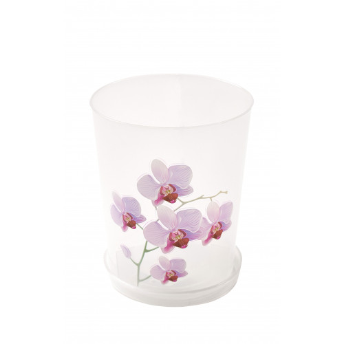 Горшок цветов пластиковый 0,7л для орхидей с поддоном М3125