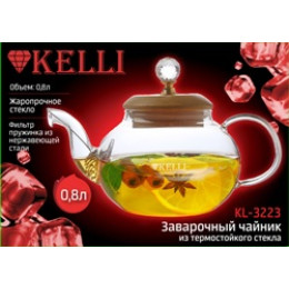 Жаропрочный стеклянный чайник 0,8 KL-3223